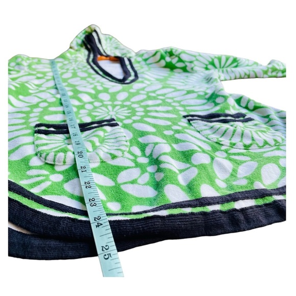 Tory Burch Green Floral Hooded Terry Cloth Pullover Small - Picture 6 of 6